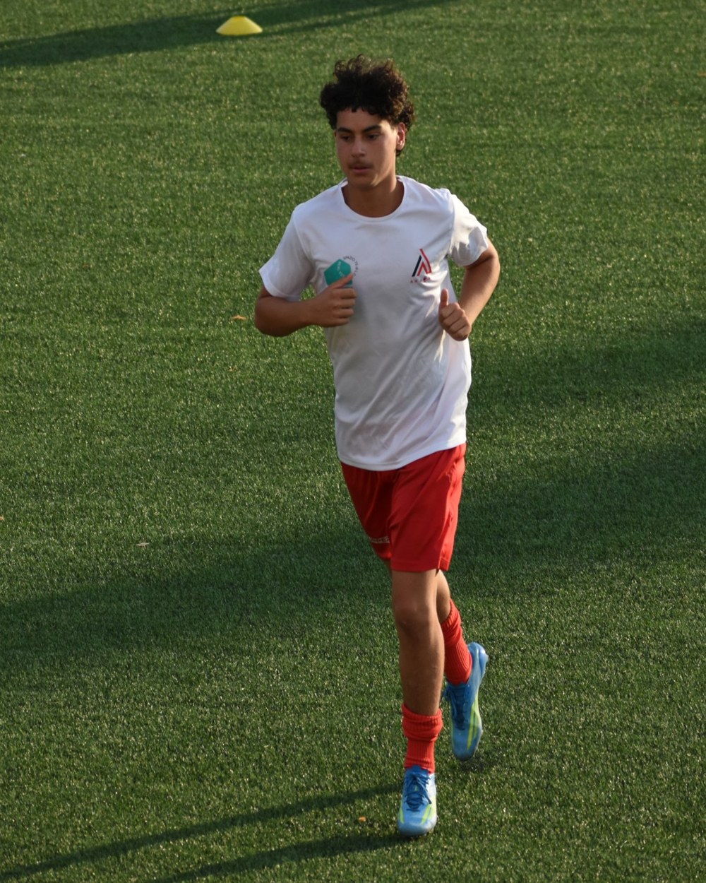 Nico in the white Città di Anagni training shirt and red shorts