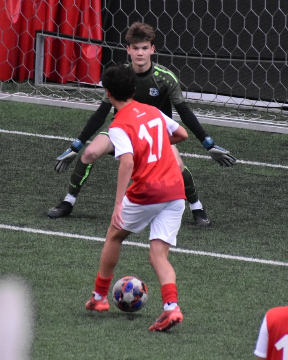 Nico one-on-one with the goalkeeper