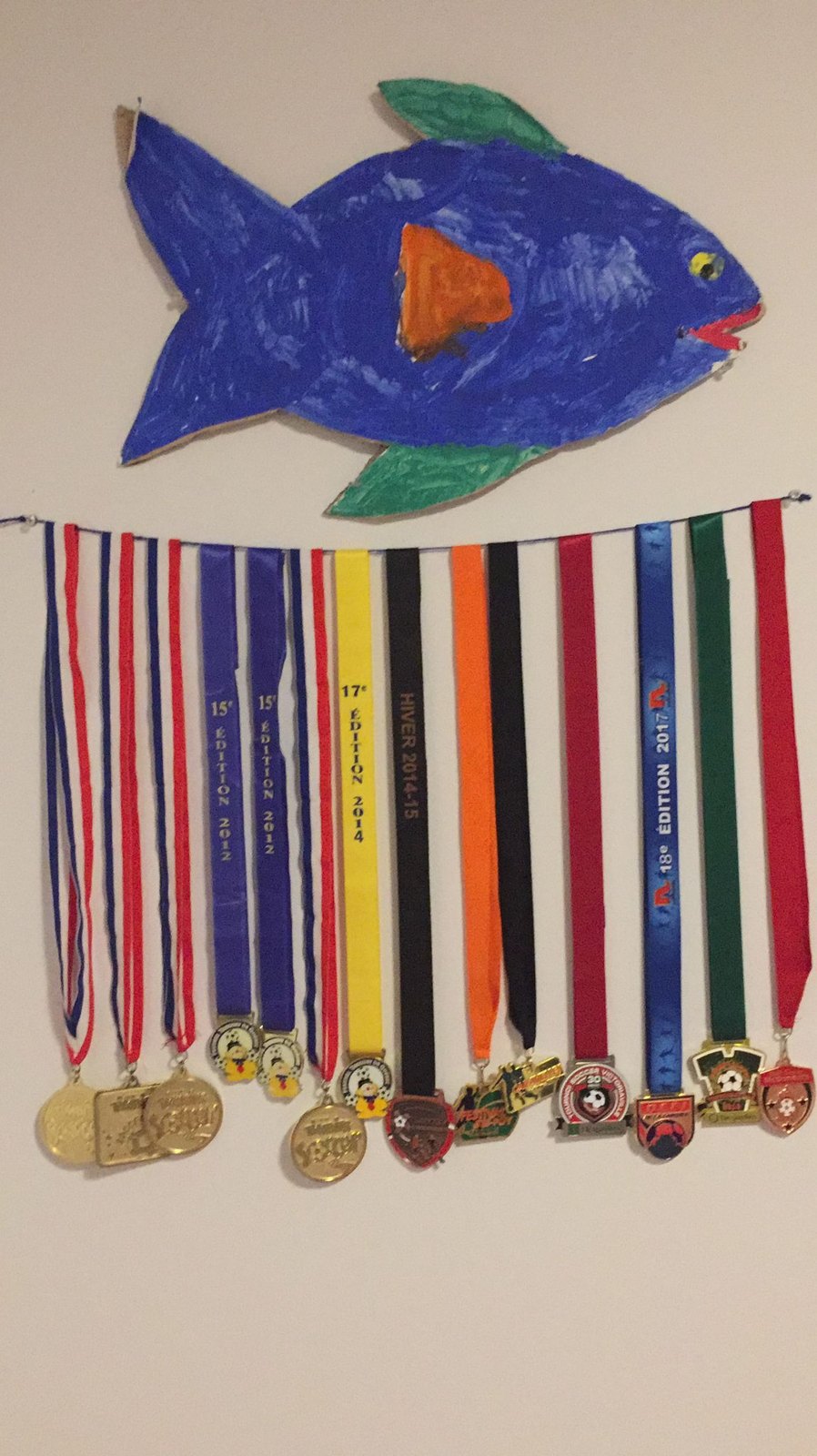 A wall of Nico's medals